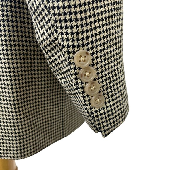 Nordstrom Mens Black and Beige Houndstooth Blazer Euro-300 Tailored USA Size M - Picture 6 of 11